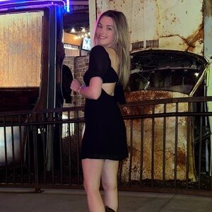 black dress with tie up back